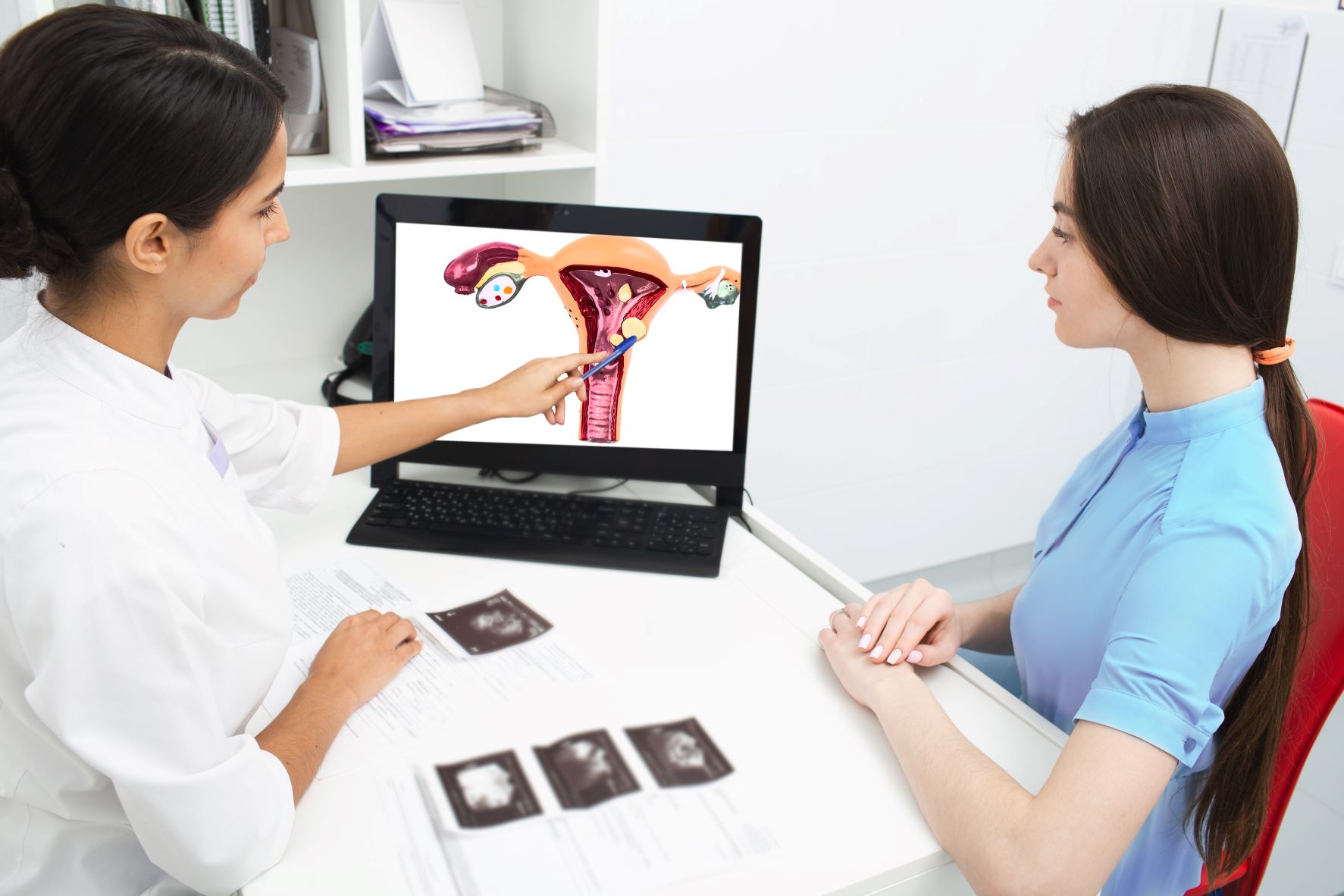 Doctor explaining fibroids to patient
